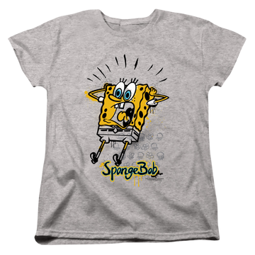 Athletic heather women's t-shirt with SpongeBob SquarePants Shocking! graphic