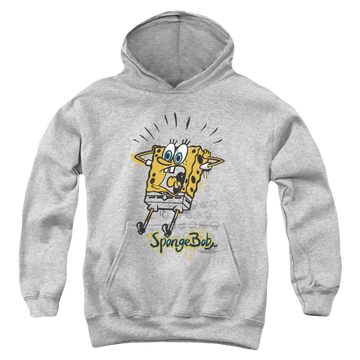 Athletic heather youth hoodie for ages 8 to 12 with SpongeBob SquarePants Shocking! graphic