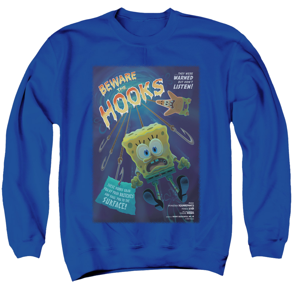 SpongeBob SquarePants Beware The Hooks - Men's Crewneck Sweatshirt Men's Crewneck Sweatshirt SpongeBob SquarePants