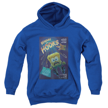 Royal youth hoodie for ages 8 to 12 with SpongeBob SquarePants Beware The Hooks graphic
