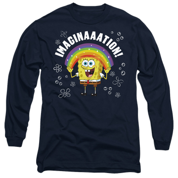 Navy men's long sleeve t-shirt with SpongeBob SquarePants Imagination graphic