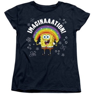 Navy women's t-shirt with SpongeBob SquarePants Imagination graphic