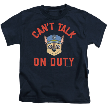 Navy kid's t-shirt for ages 4 to 7 with Paw Patrol On Duty graphic