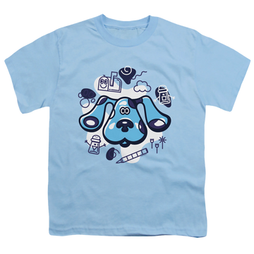 Light blue youth t-shirt for ages 8 to 12 with Blue's Clues And Friends graphic