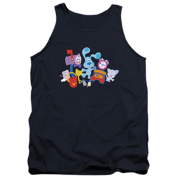 Navy men's tank with Blue's Clues Friend Party graphic