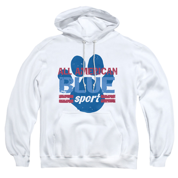 White pullover hoodie with Blue's Clues All American Sport graphic