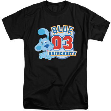 Black men's tall fit t-shirt with Blue's Clues University graphic
