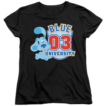 Black women's t-shirt with Blue's Clues University graphic