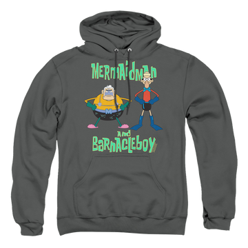 Charcoal pullover hoodie with SpongeBob SquarePants Mermaid Man And Barnacle Boy graphic