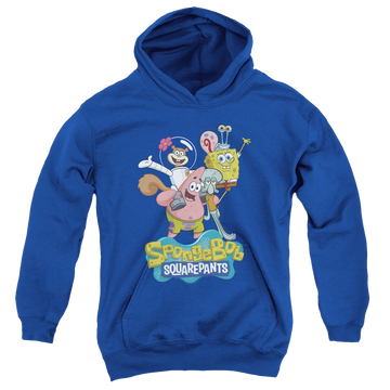 Royal youth hoodie for ages 8 to 12 with SpongeBob SquarePants Spongebob Group Shot graphic