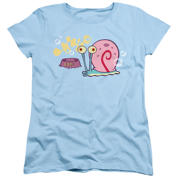 Light blue women's t-shirt with SpongeBob SquarePants Gary The Snail graphic
