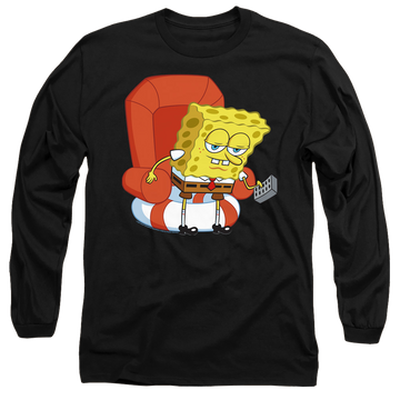 Black men's long sleeve t-shirt with SpongeBob SquarePants Head Out Meme graphic