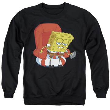 Black men's crewneck sweatshirt with SpongeBob SquarePants Head Out Meme graphic