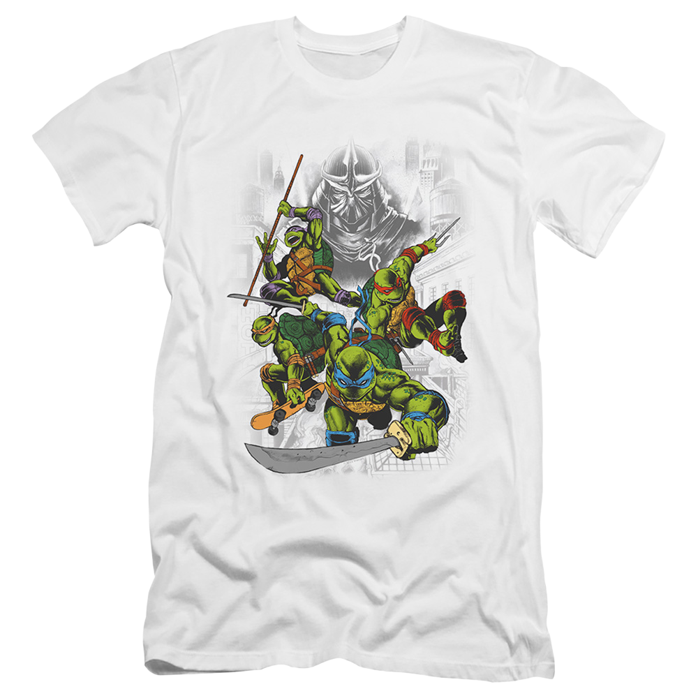 Teenage Mutant Ninja Turtles Shredder And Turtles Comic - Men's Premium Slim Fit T-Shirt Men's Premium Slim Fit T-Shirt Teenage Mutant Ninja Turtles