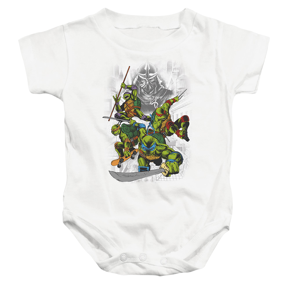 Teenage Mutant Ninja Turtles Shredder And Turtles Comic - Baby Bodysuit Baby Bodysuit Teenage Mutant Ninja Turtles