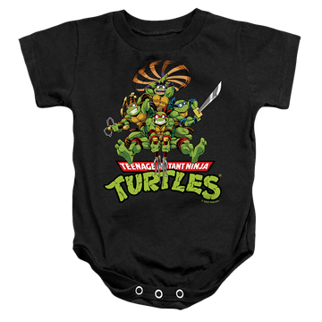 Black baby bodysuit with Teenage Mutant Ninja Turtles Manga Turtles graphic