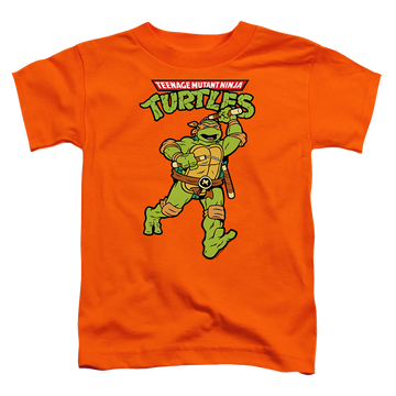 Orange kid's t-shirt for ages 4 to 7 with Teenage Mutant Ninja Turtles Retro Mikey graphic