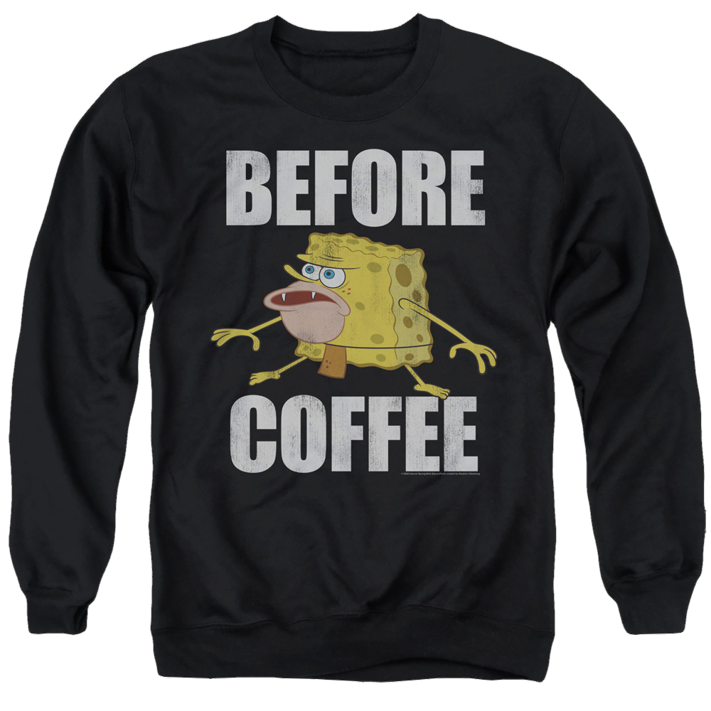 SpongeBob SquarePants Before Coffee Meme - Men's Crewneck Sweatshirt Men's Crewneck Sweatshirt SpongeBob SquarePants