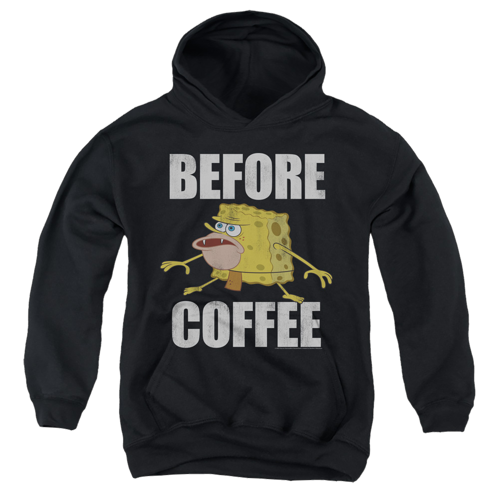 SpongeBob SquarePants Before Coffee Meme - Youth Hoodie Youth Hoodie (Ages 8-12) SpongeBob SquarePants