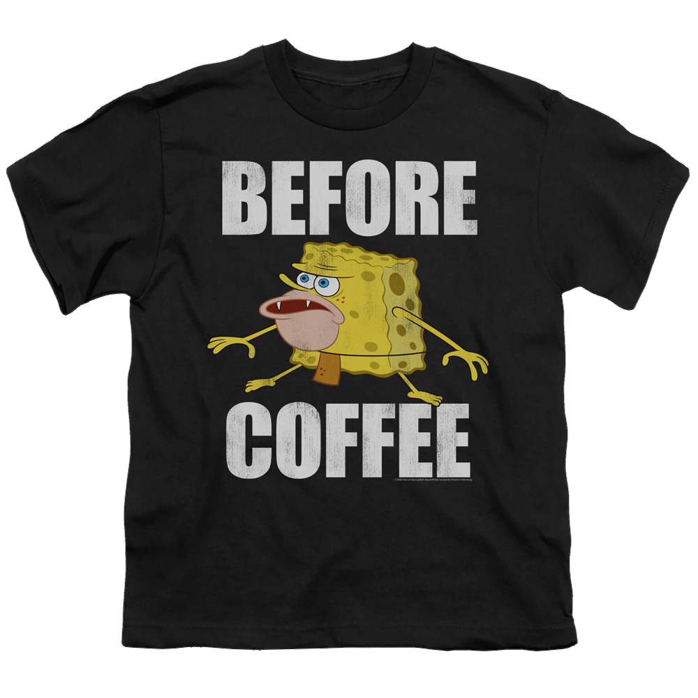 SpongeBob SquarePants Before Coffee Meme - Youth T-Shirt Youth T-Shirt (Ages 8-12) SpongeBob SquarePants