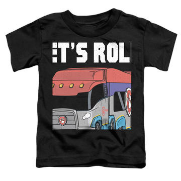 Black toddler t-shirt with Paw Patrol Let's Roll graphic
