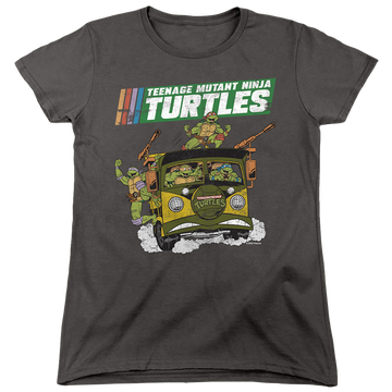 Charcoal women's t-shirt with Teenage Mutant Ninja Turtles Tmnt Van graphic