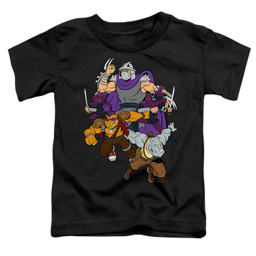 Black toddler t-shirt with Teenage Mutant Ninja Turtles Shredder And Foot Clan graphic