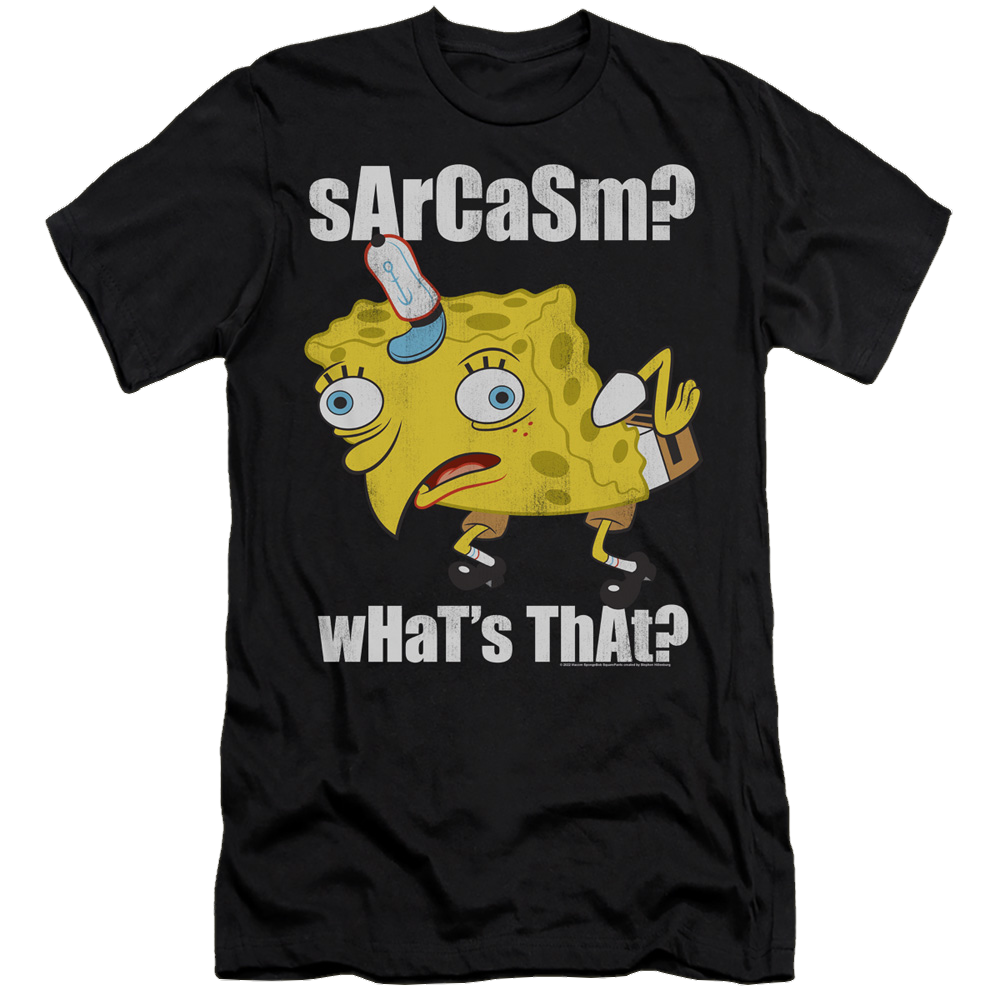SpongeBob SquarePants Sarcasm Meme - Men's Premium Slim Fit T-Shirt Men's Premium Slim Fit T-Shirt SpongeBob SquarePants