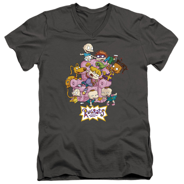 Charcoal men's v-neck t-shirt with Rugrats Chair graphic