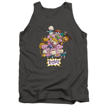 Charcoal men's tank with Rugrats Chair graphic