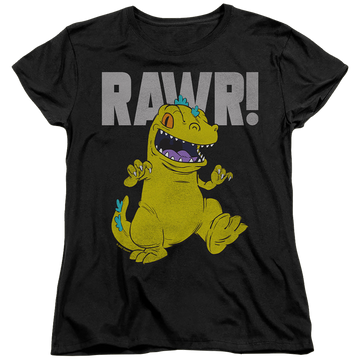 Black women's t-shirt with Rugrats Reptar graphic