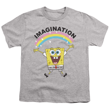 Athletic heather youth t-shirt for ages 8 to 12 with SpongeBob SquarePants Simple Imagination graphic