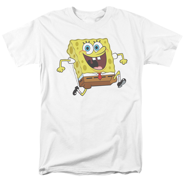 White men's regular fit t-shirt with SpongeBob SquarePants Happy Running Spongebob graphic