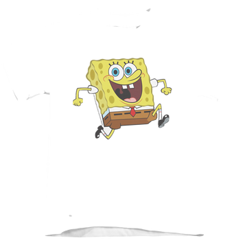 White kid's t-shirt for ages 4 to 7 with SpongeBob SquarePants Happy Running Spongebob graphic
