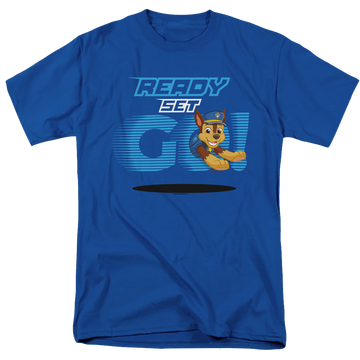 Royal men's regular fit t-shirt with Paw Patrol Ready Set Go! Chase graphic