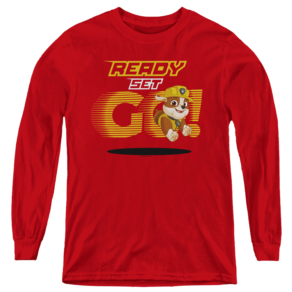 Paw Patrol Ready Set Go! Rubble - Youth Long Sleeve T-Shirt Youth Long Sleeve T-Shirt Paw Patrol