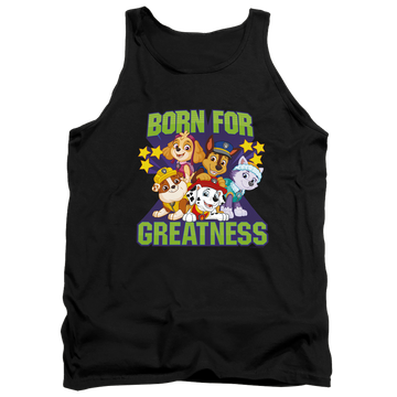 Black men's tank with Paw Patrol Born For Greatness graphic