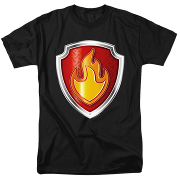 Black men's regular fit t-shirt with Paw Patrol Marshall Badge graphic