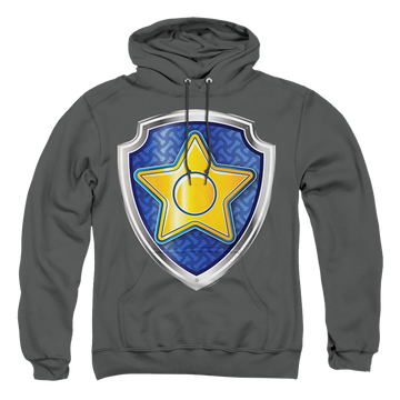 Charcoal pullover hoodie with Paw Patrol Chase Badge graphic