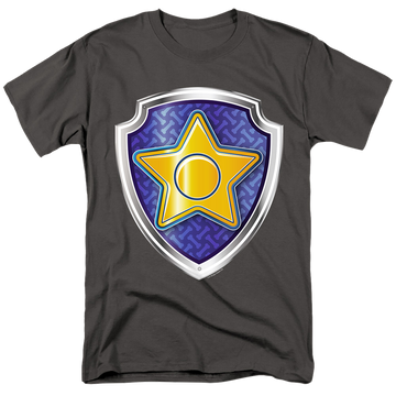 Charcoal men's regular fit t-shirt with Paw Patrol Chase Badge graphic