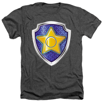 Charcoal men's heather t-shirt with Paw Patrol Chase Badge graphic
