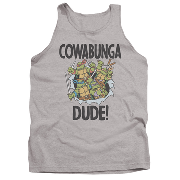 Athletic heather men's tank with Teenage Mutant Ninja Turtles Cowabunga Dude Pf graphic