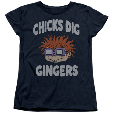 Navy women's t-shirt with Rugrats Chicks Dig Gingers graphic
