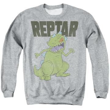 Athletic heather men's crewneck sweatshirt with Rugrats Reptar Big graphic