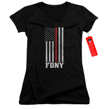 NYC Thin Red Line - Juniors V-Neck T-Shirt Juniors V-Neck T-Shirt New York City