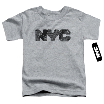 Athletic heather kid's t-shirt for ages 4 to 7 with New York City NYC Map Fill graphic