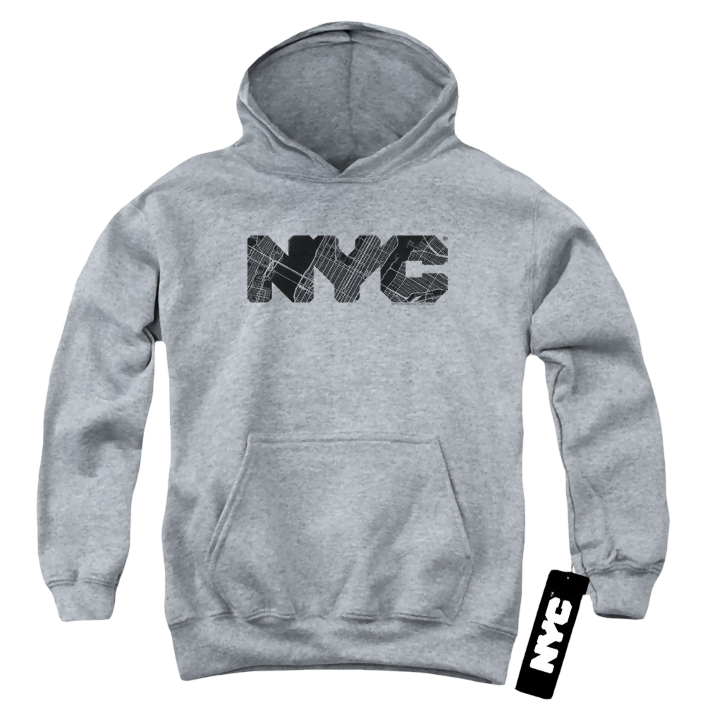 New York City Nyc Map Fill Youth Hoodie (Ages 8-12) Youth Hoodie (Ages 8-12) New York City