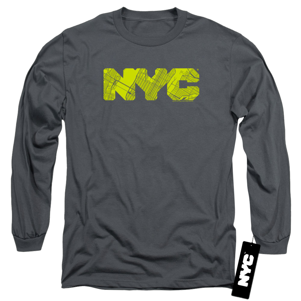 New York City Nyc Map Fill Men's Long Sleeve T-Shirt Men's Long Sleeve T-Shirt New York City