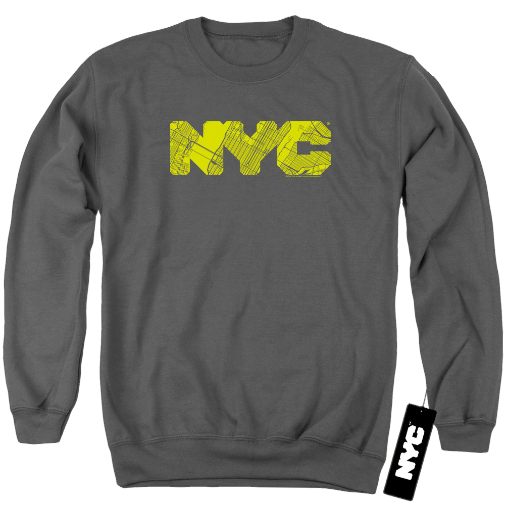 New York City Nyc Map Fill Men's Crewneck Sweatshirt Men's Crewneck Sweatshirt New York City