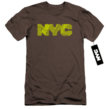Charcoal men's premium slim fit t-shirt with New York City NYC Map Fill graphic